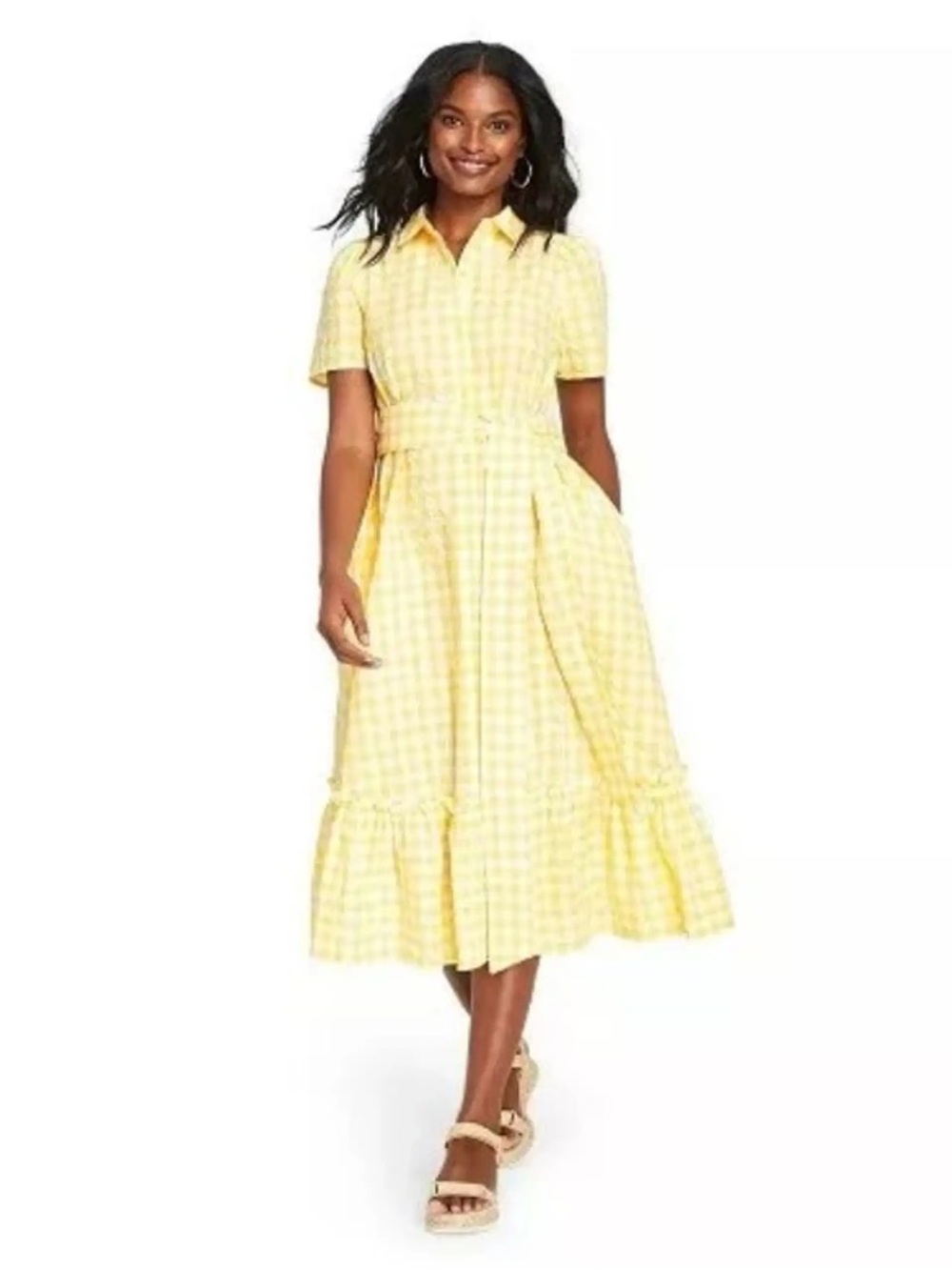 Lisa Marie Fernandez x Target Dress (NO BELT) Yellow and White Gingham Dress XL